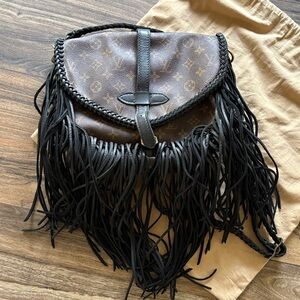 Louis Vuitton Brown Monogram Fringe Crossbody with Black Trim